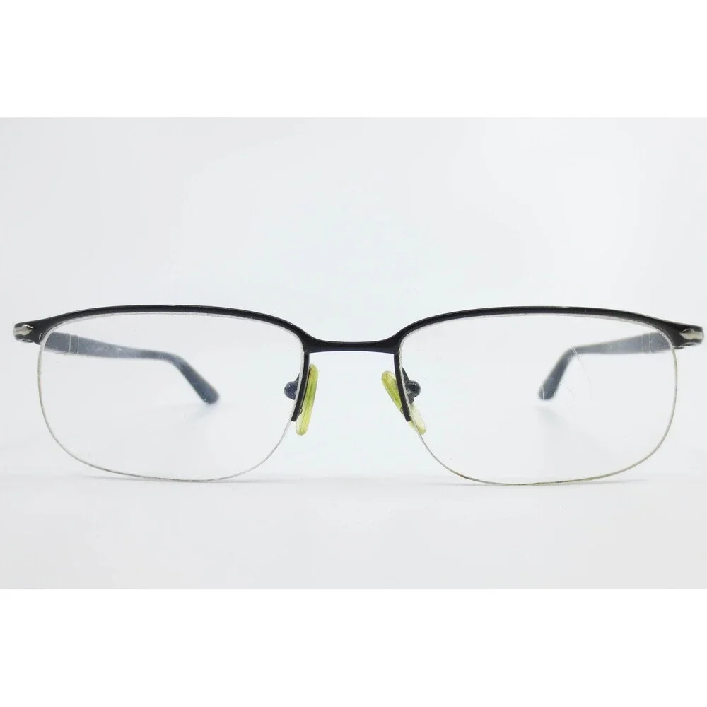Persol 2157-V 518 Black Silver Semi Rimless Eyeglass Frames Italy 51-19-140